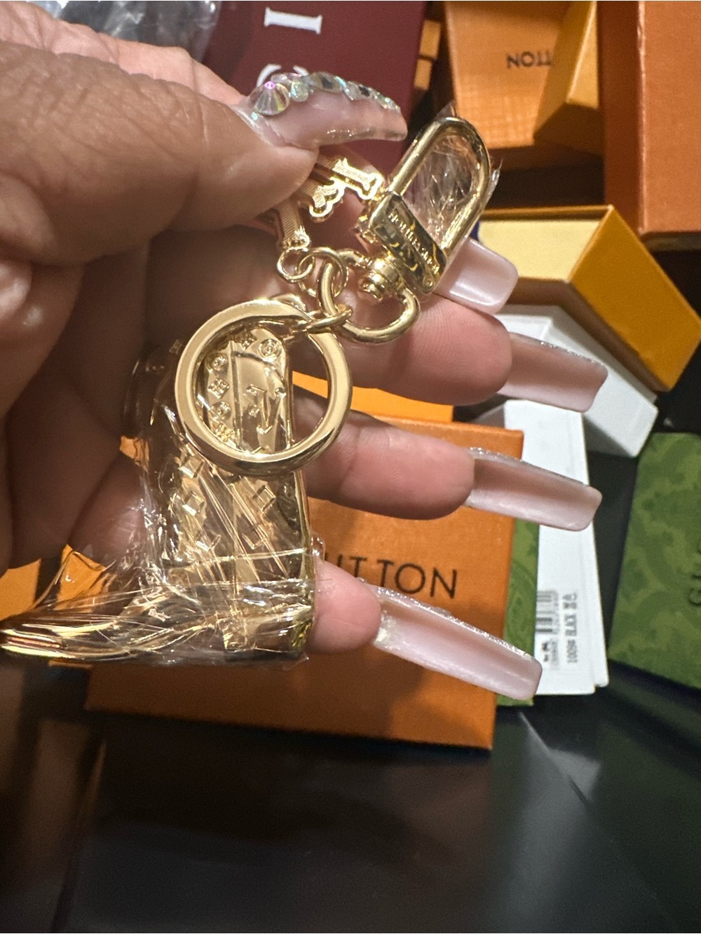 Gold Tone  Cowboy Boot Keychain